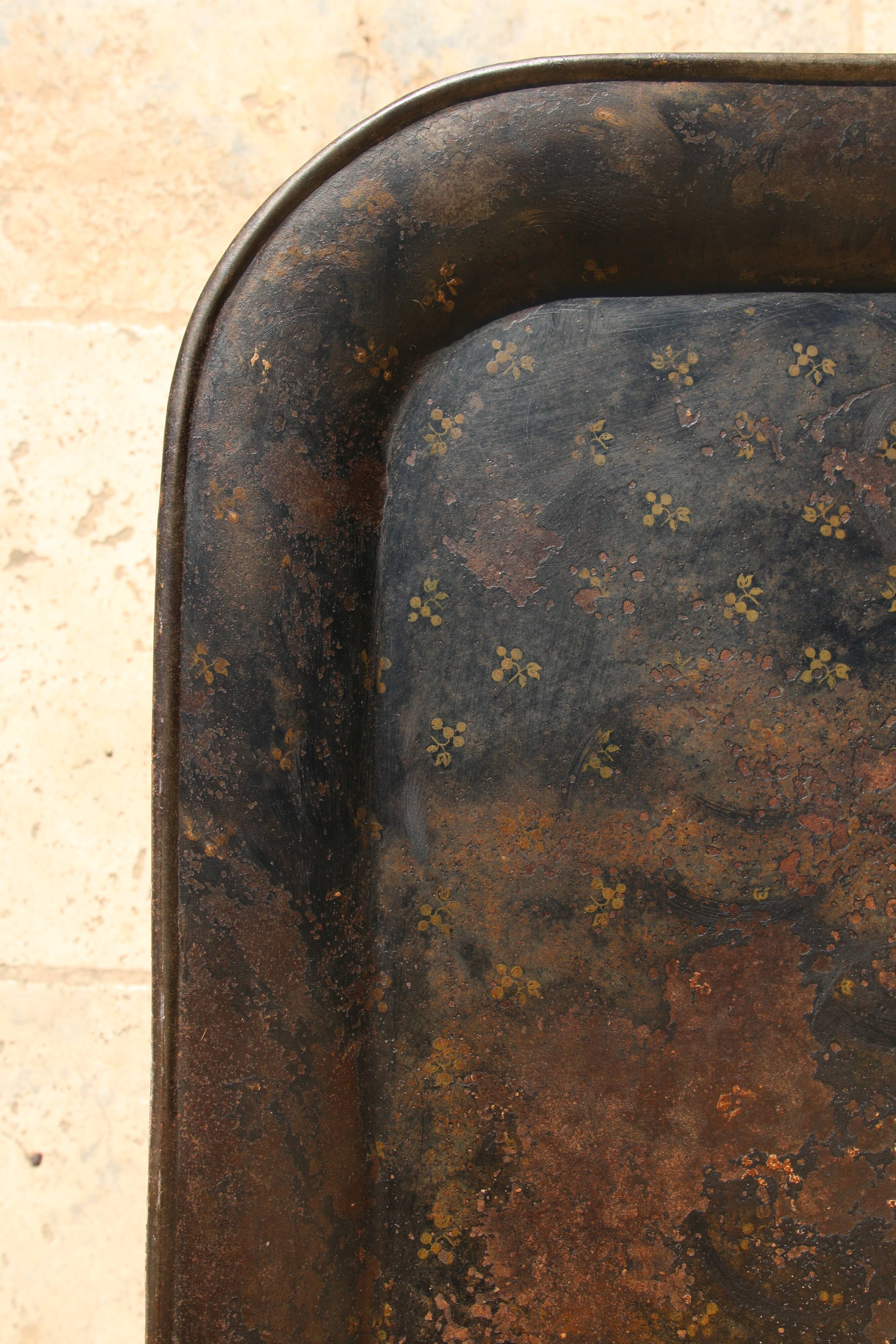 Large antique painted tin tray