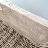 Set of 2 old large baskets with logs wood and wicker