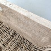 Lot de 2 anciens grands paniers à bûches bois et osier