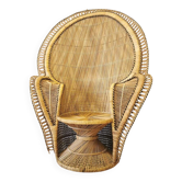 Vintage Peacock Cobra Chair / 1970s  King Rattan Chair in Emmanuelle Style