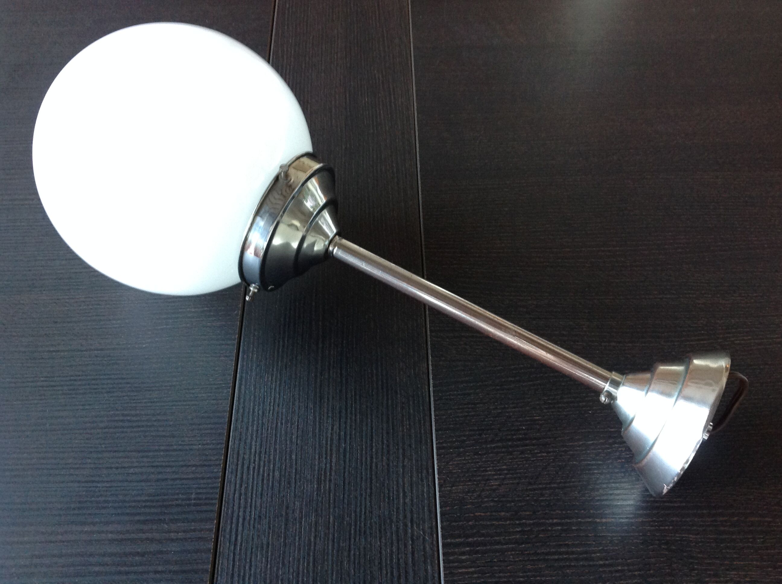 White opaline globe hanging lamp