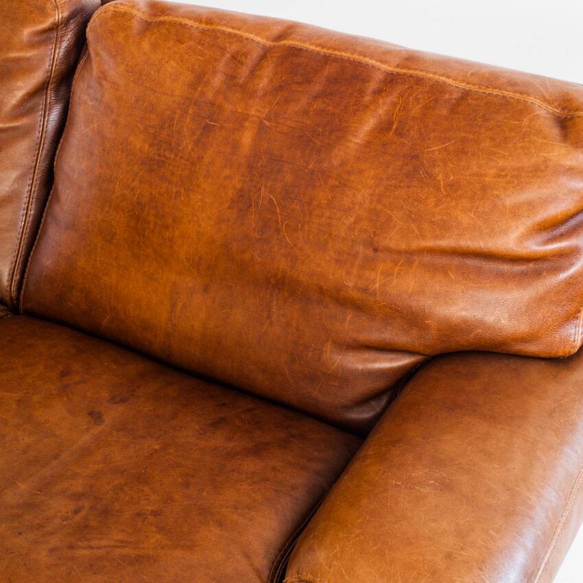 Vintage leather sofa - Convertible into a bed - France, 1990s