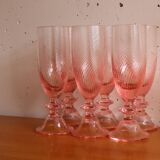 6 Italian pink crystal champagne flutes