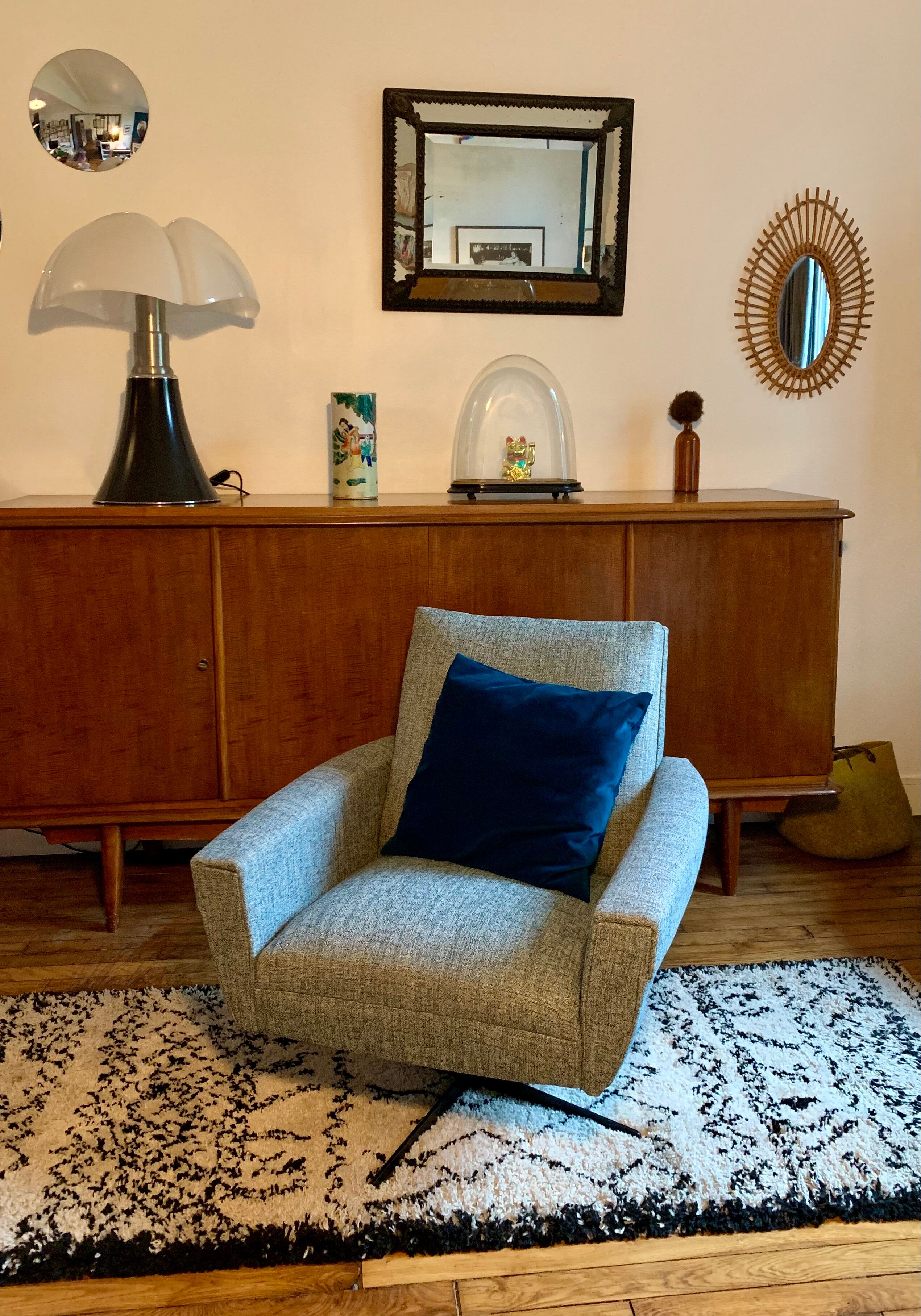 Vintage swivel cube armchair