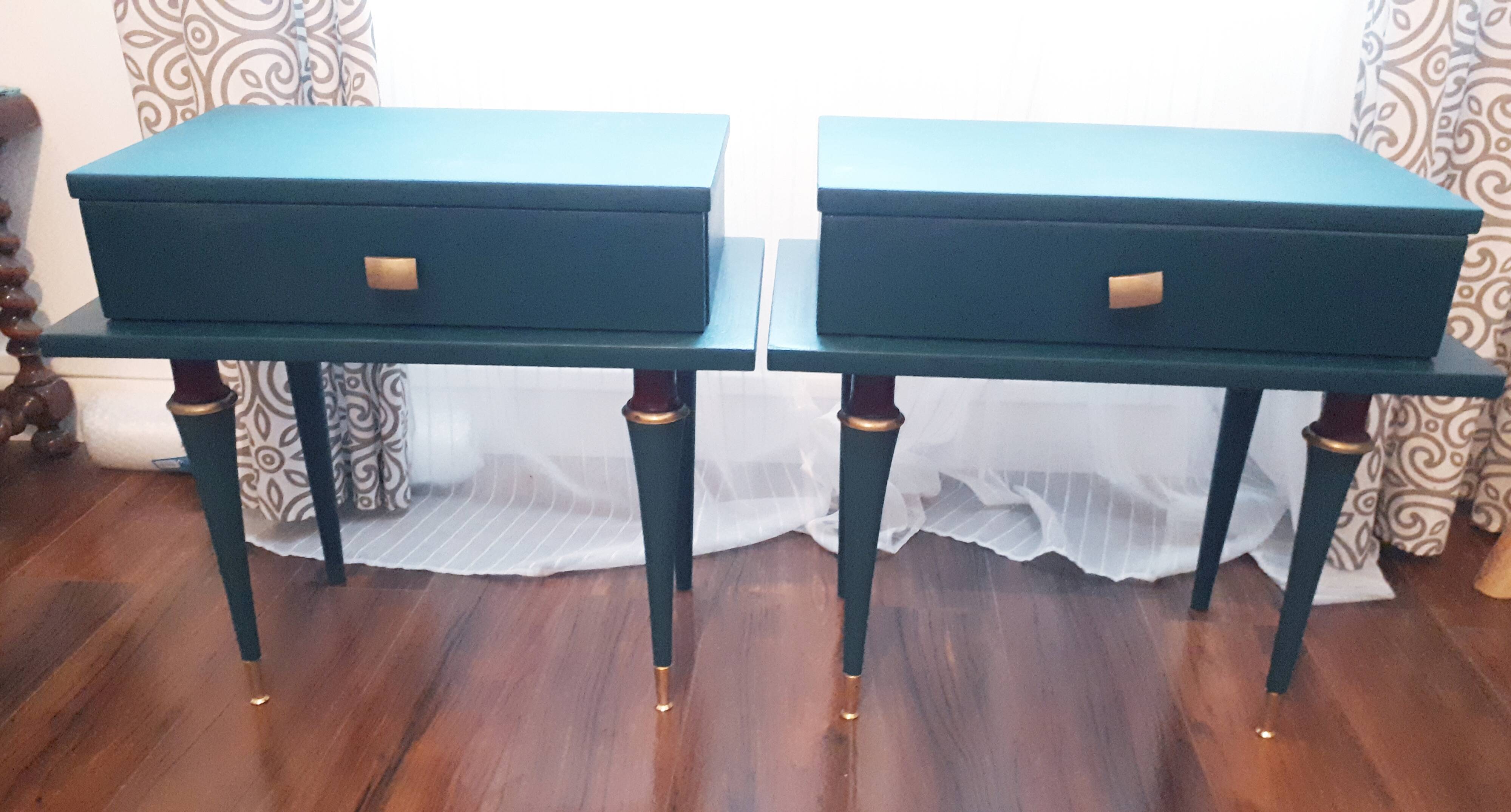 Pair vintage bedside tables 50s/60s