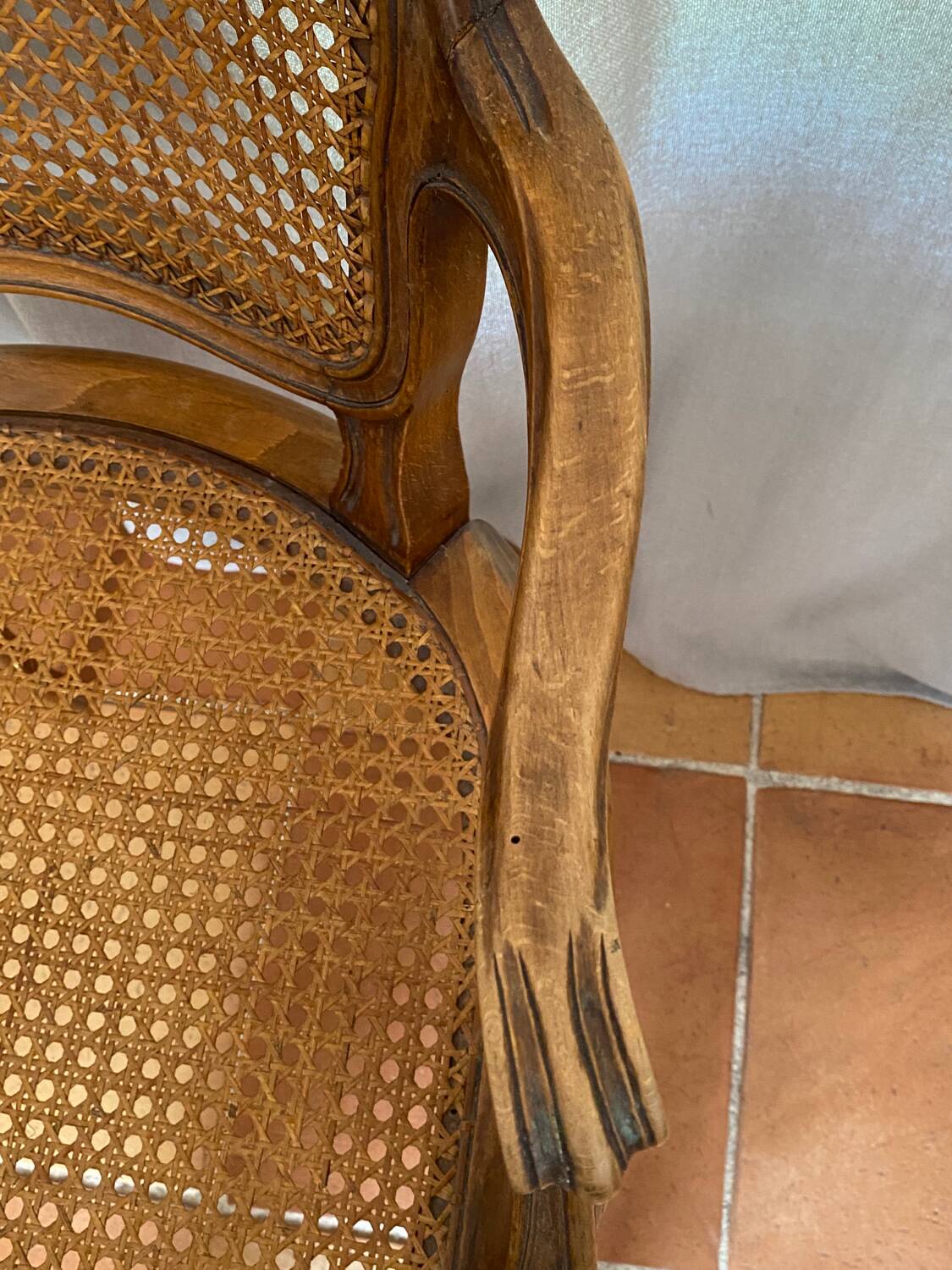 Louis XV style caned armchair