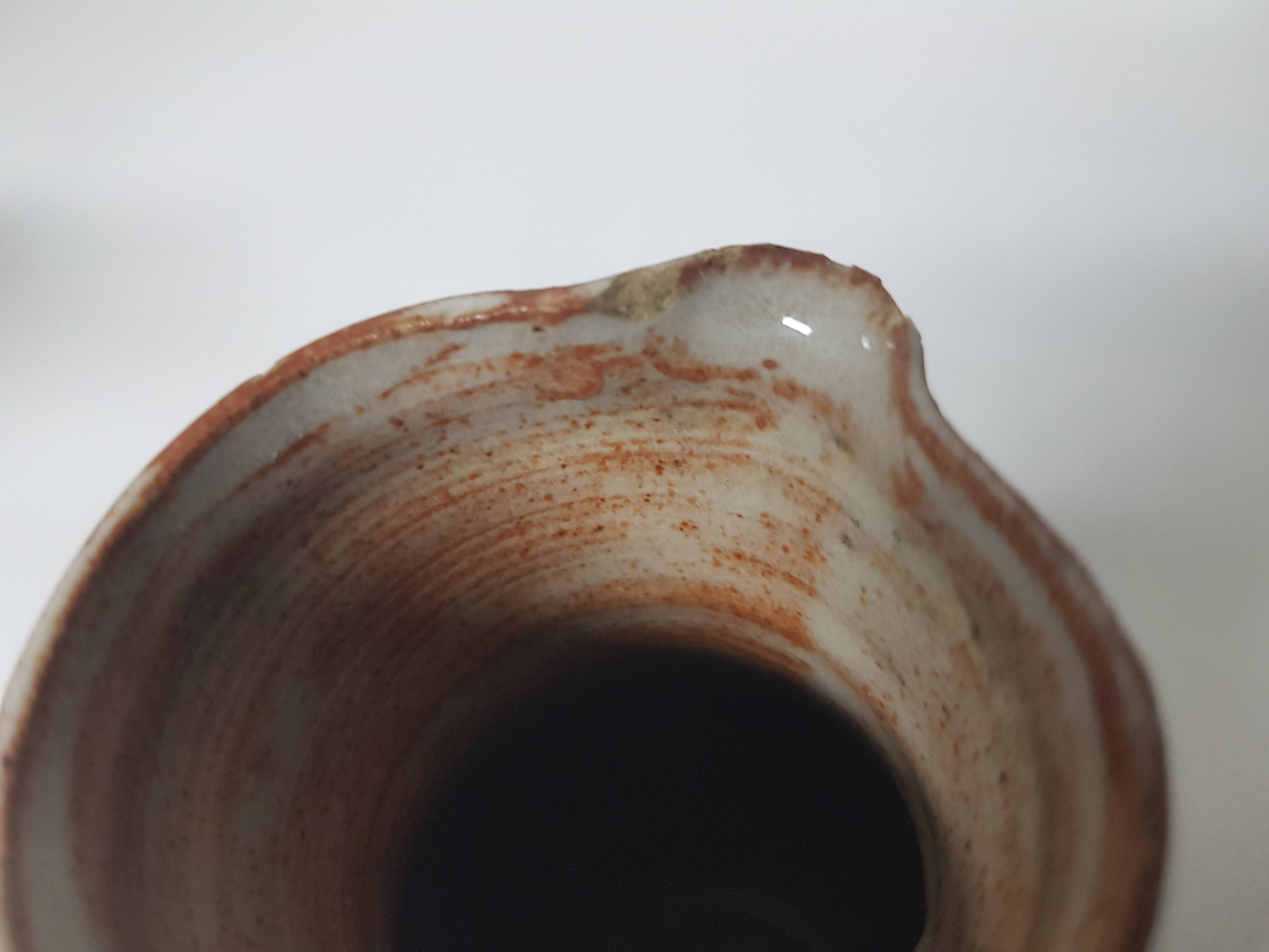 Set of 3 ceramic pitchers / milk jugs Signed Daniel Auger (Puisaye)