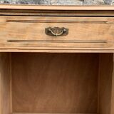 Art nouveau side table in raw wood