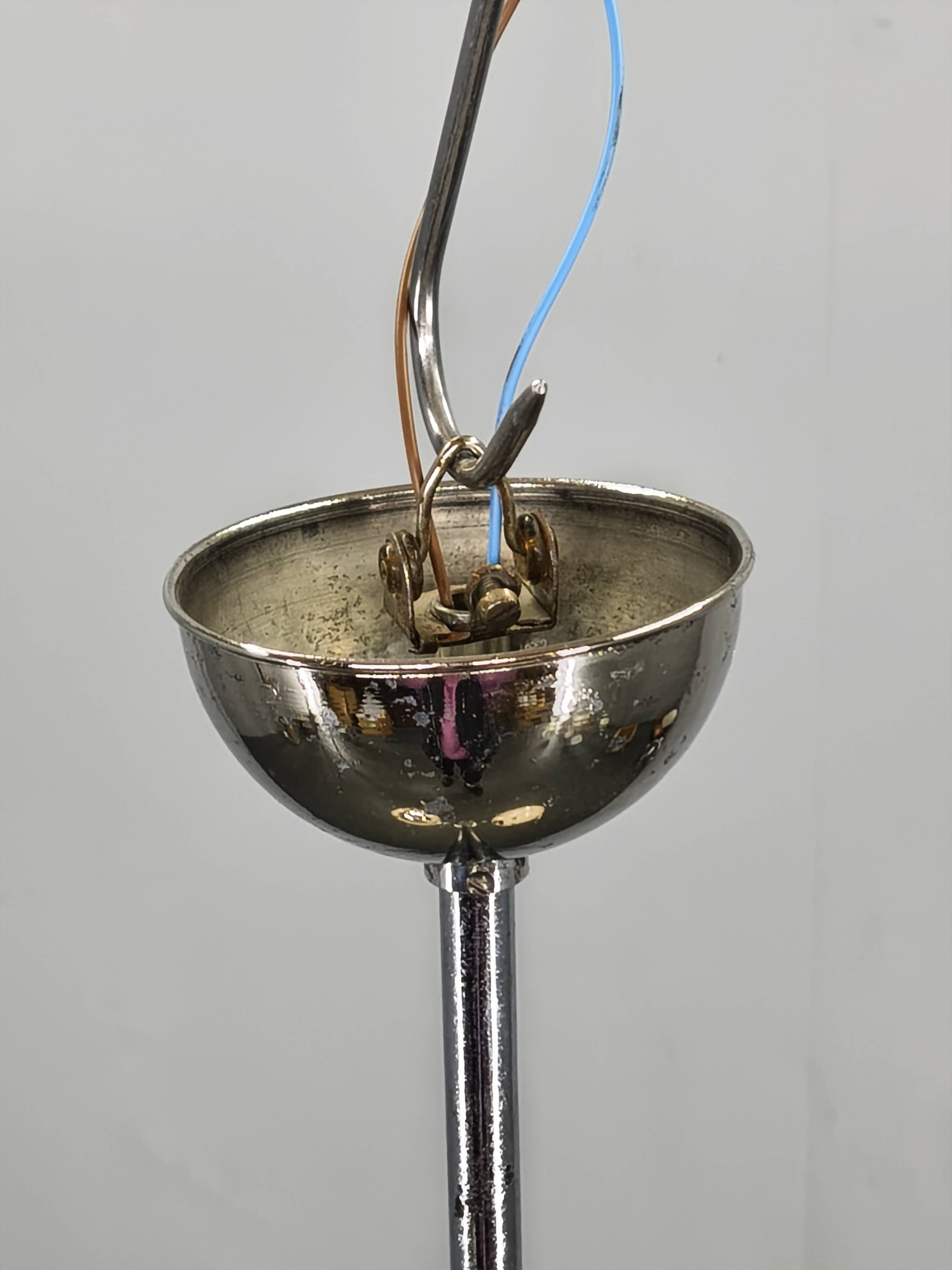 Czech Art Deco Chrome and Glass Chandelier, 1930s