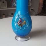 Vase en opaline bleu original