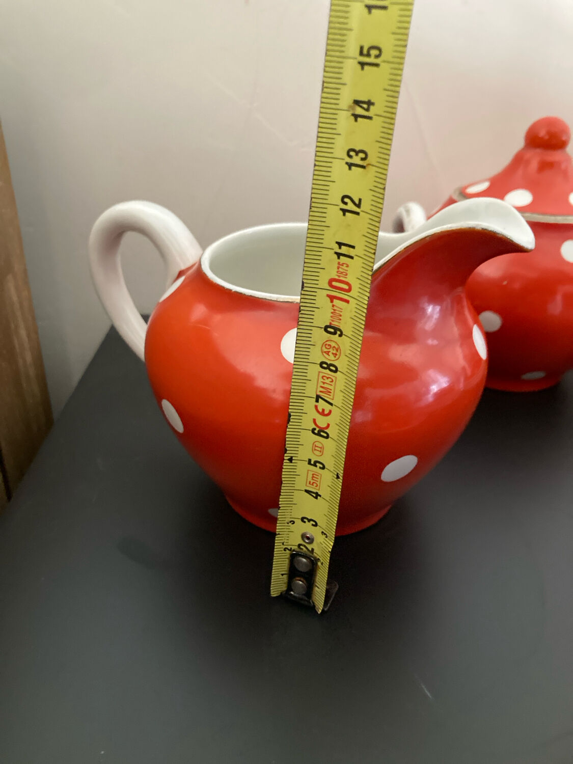 Coffee service, orange earthenware cups from Digoin Sarreguemines.
