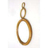 Round bamboo mirror from the 70s - 32x52cm