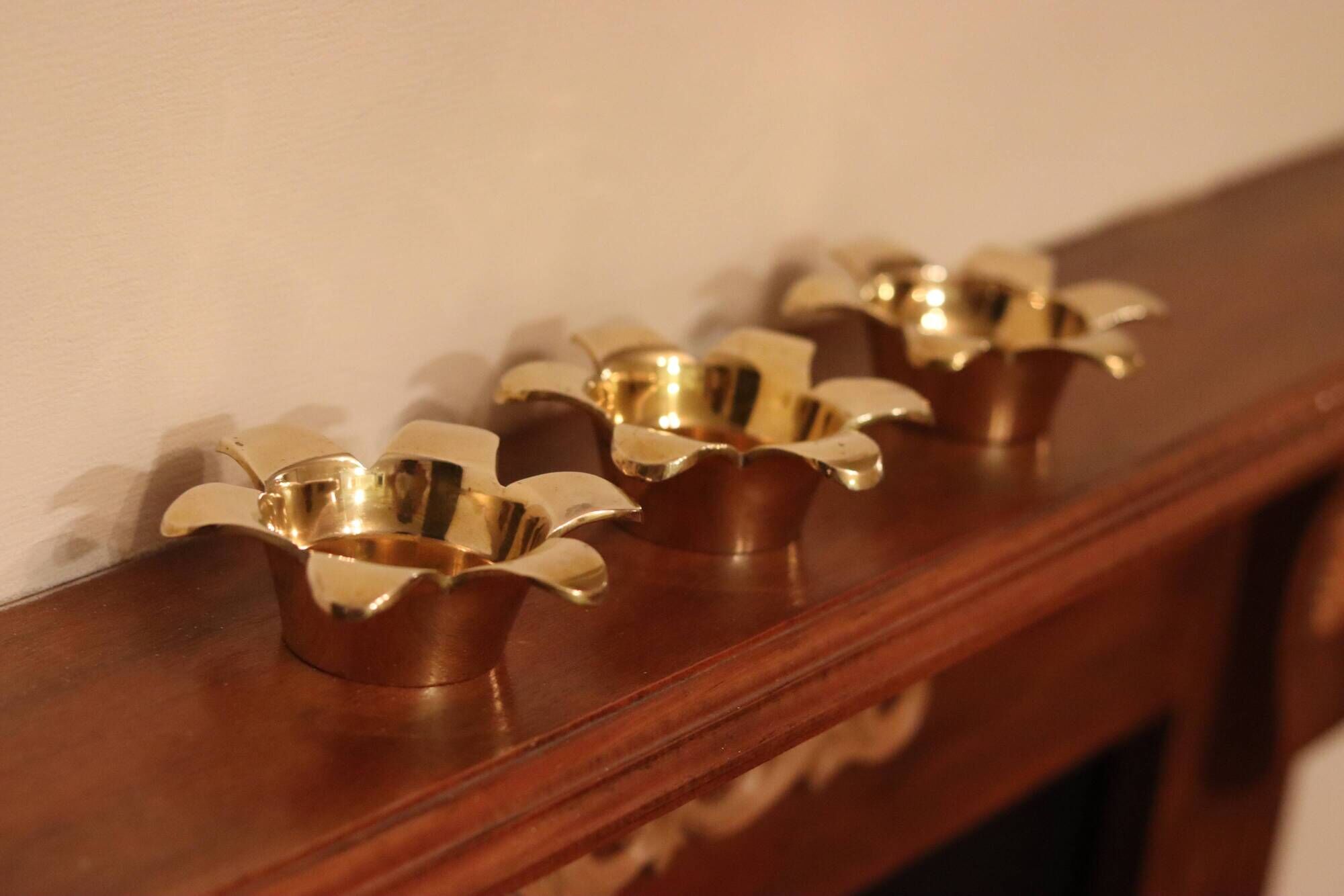 Trio of Mid-Century Swedish Brass Candle Holders by Scandia