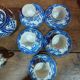 Japanese tea set consisting of 16 pieces in blue porcelain - floral motif