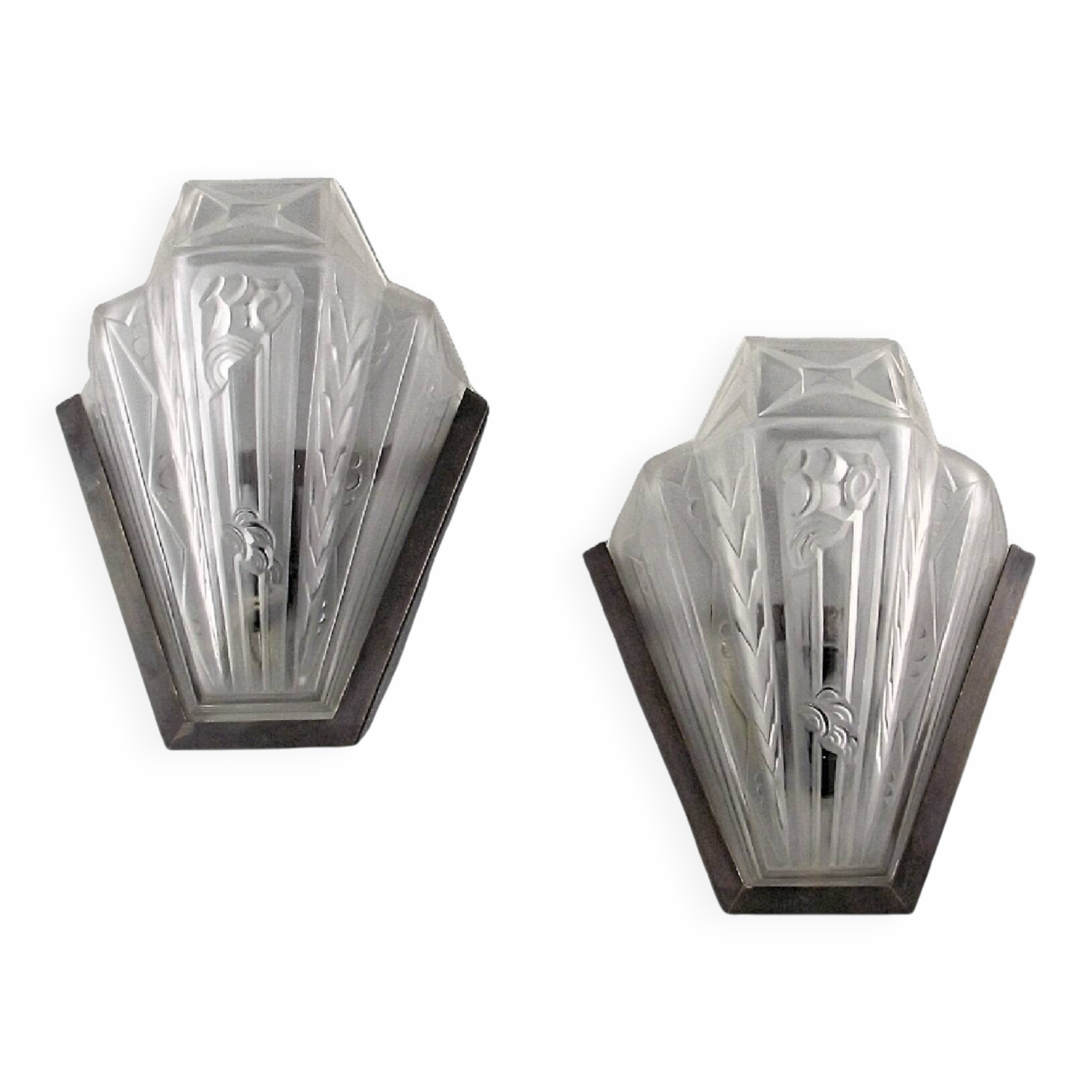 P. gilles signés paire d'appliques art deco