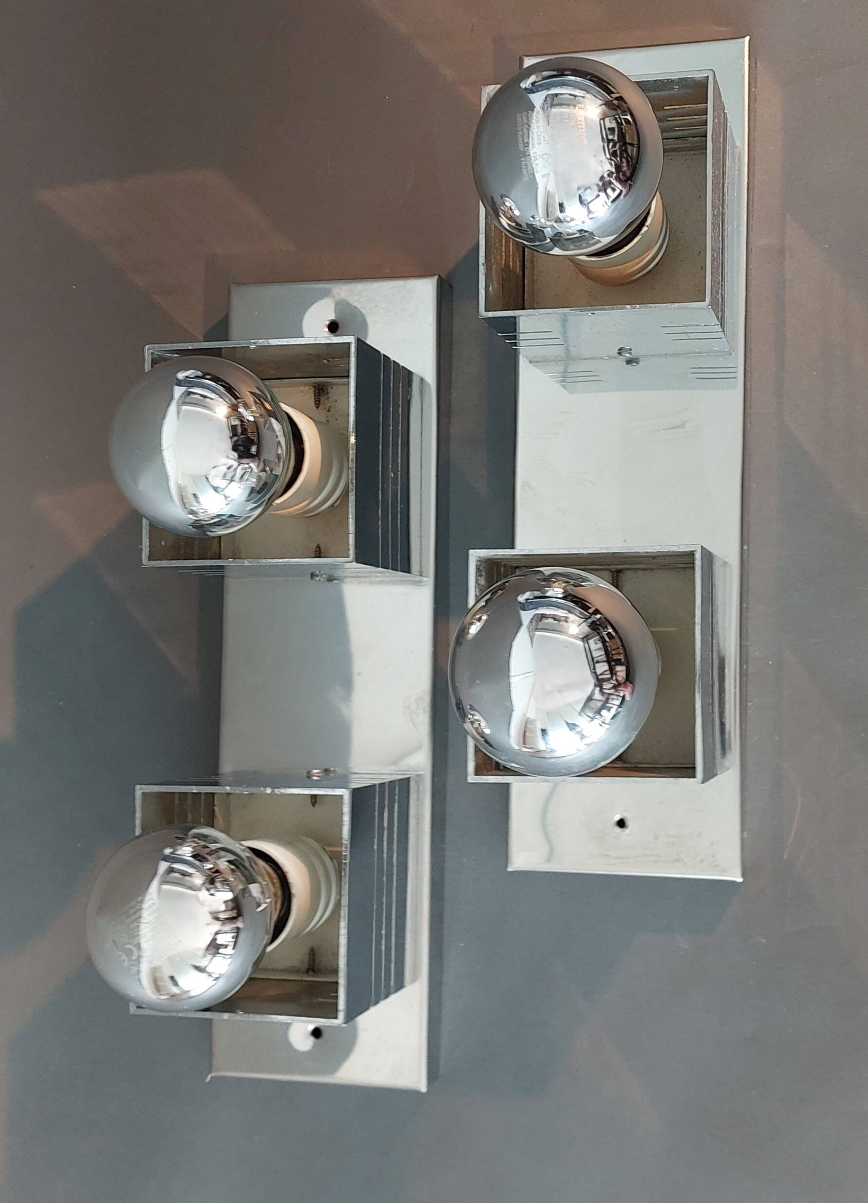 Pair of Spage Age 1970 chrome wall lights.