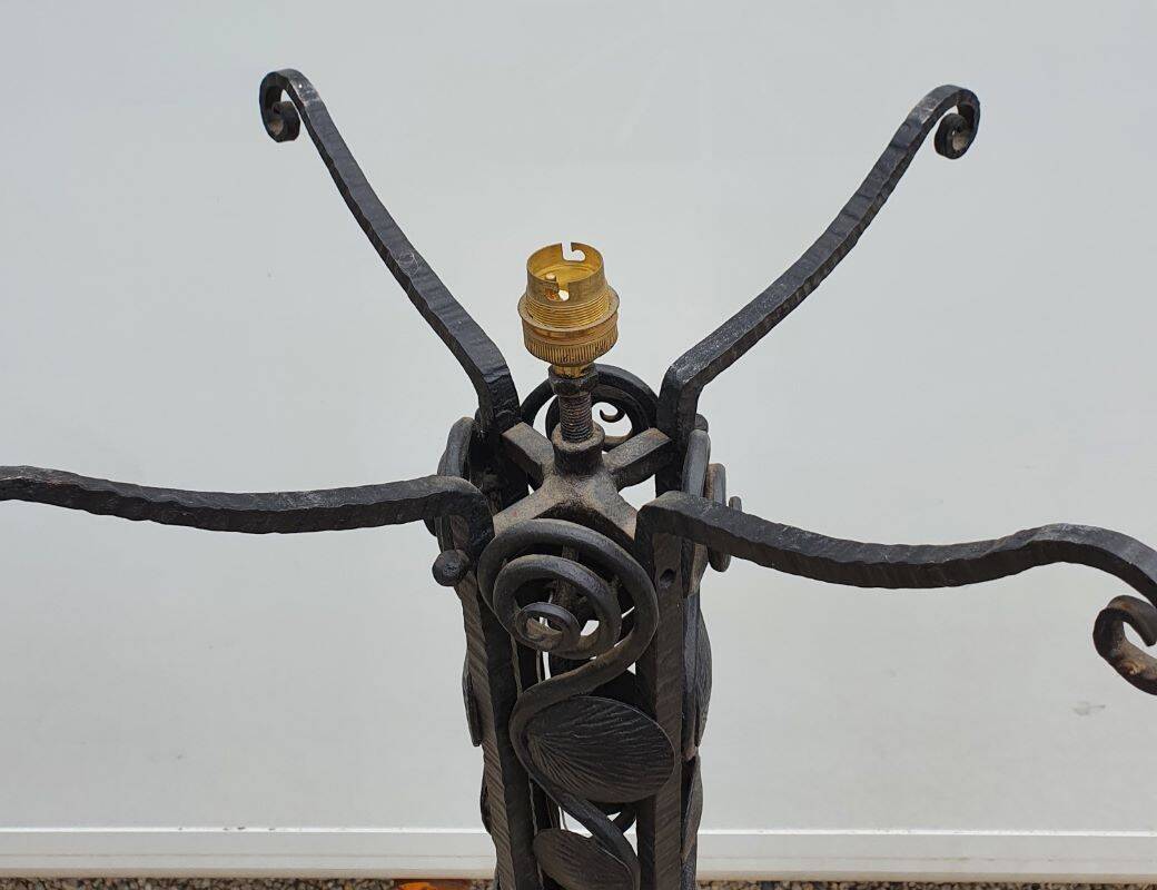 Large Art Deco Red Stained Glass Floor Lamp