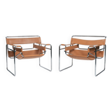 Wassily chair by Marcel Breuer, in brown leather, Italy, 1980s