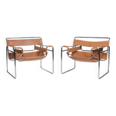 Chaise Wassily de Marcel Breuer, en cuir marron, Italie, années 1980