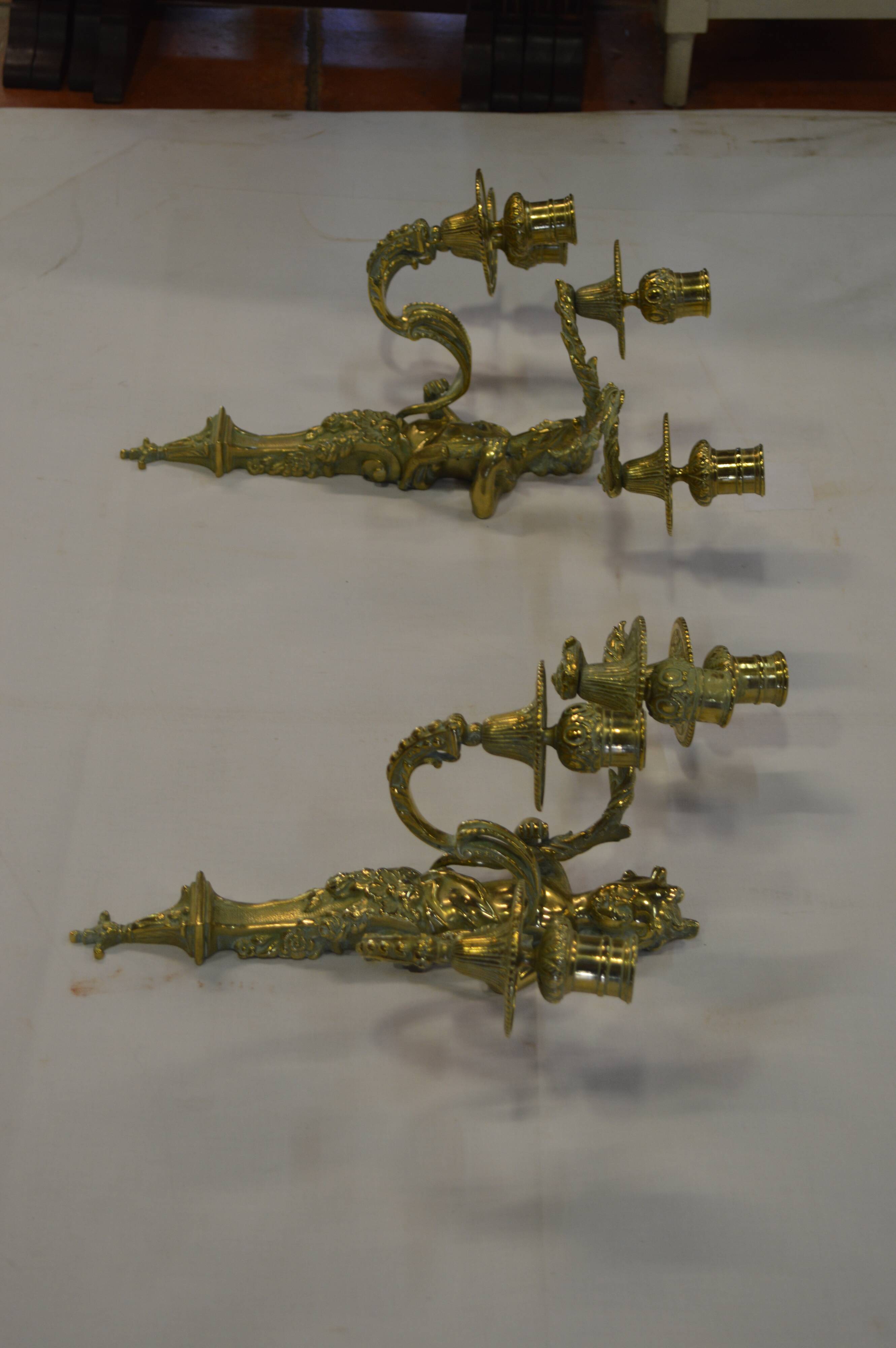 Louis XV style bronze sconces with cariatids