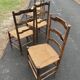 6 old wooden straw chairs