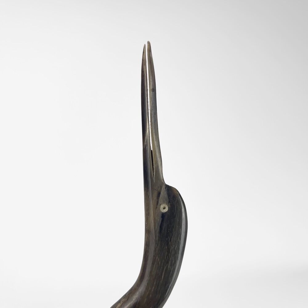 Pair of cranes in carved horn design Mid-Century