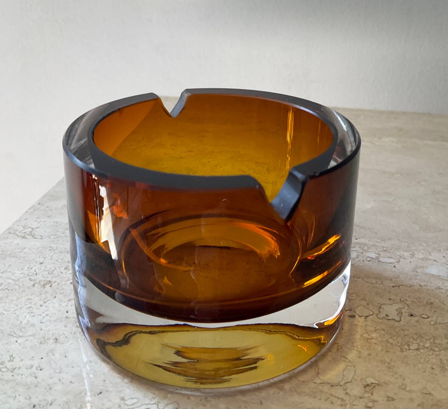 Vintage amber glass ashtray or pocket