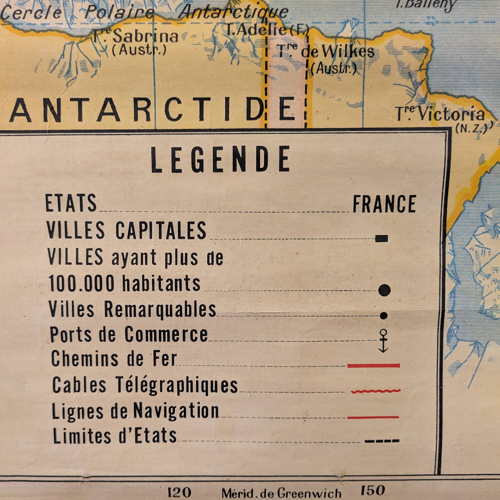 Vintage political wall map, school map 1961 (large format)