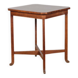 Square game table in marquetry, early 20th century