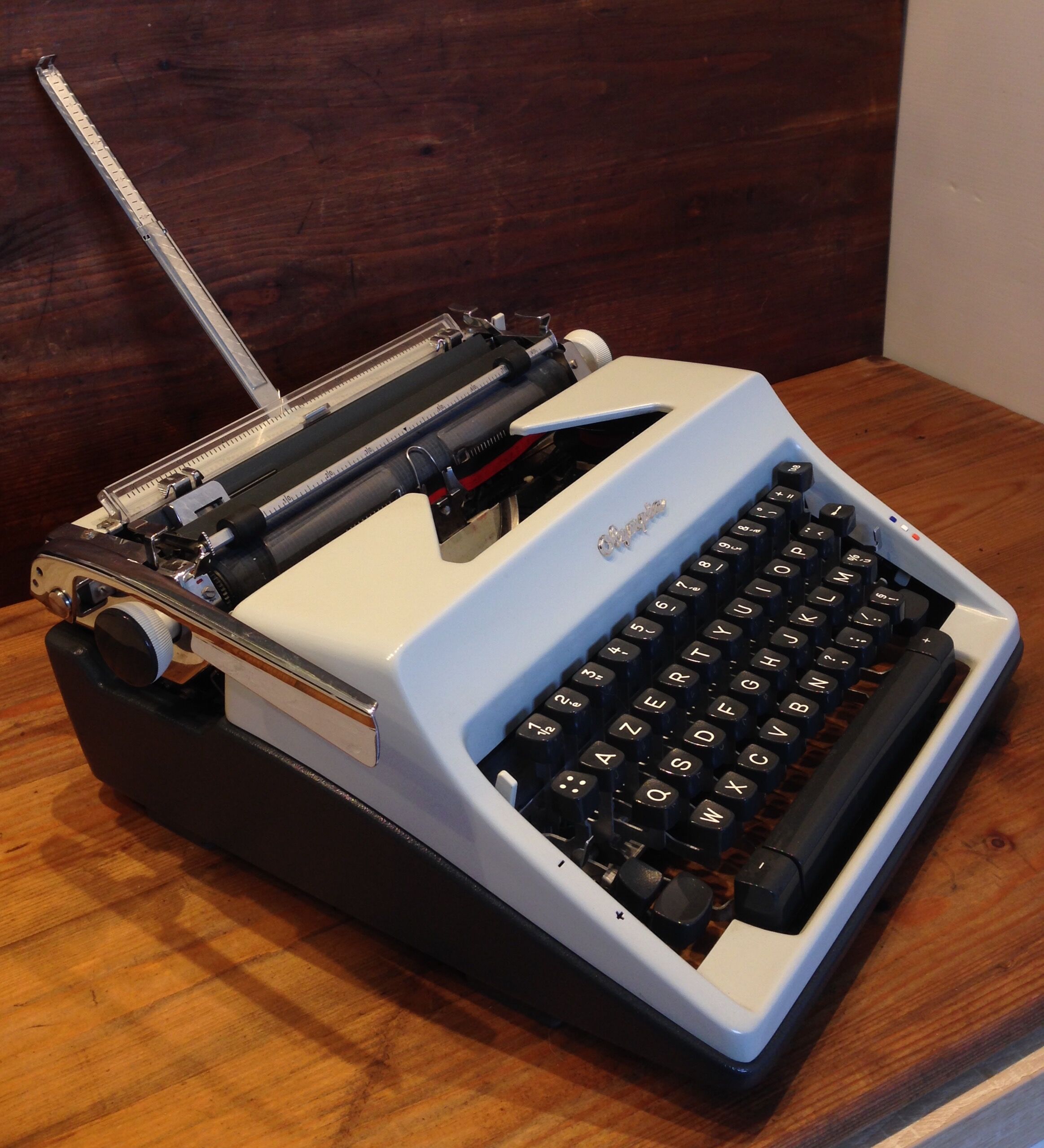 Typewriter olympia sm9 and leather briefcase