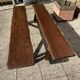 Paire de bancs orme pour table de ferme brutaliste rustique 1950