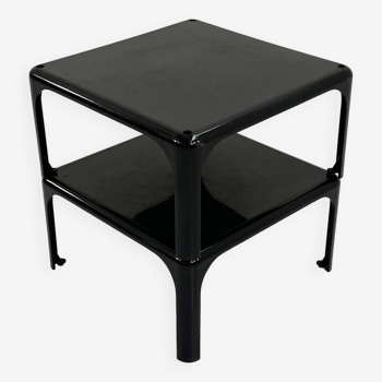 Lot de 2 tables empilables noires Demetrio 45 par Vico Magistretti pour Artemide, 1960