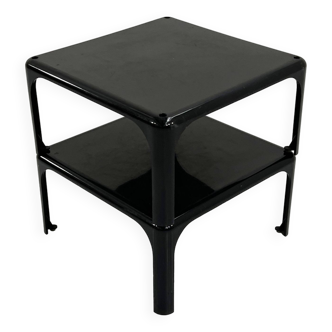 Set of 2 black Demetrio 45 stackable tables by Vico Magistretti for Artemide, 1960s