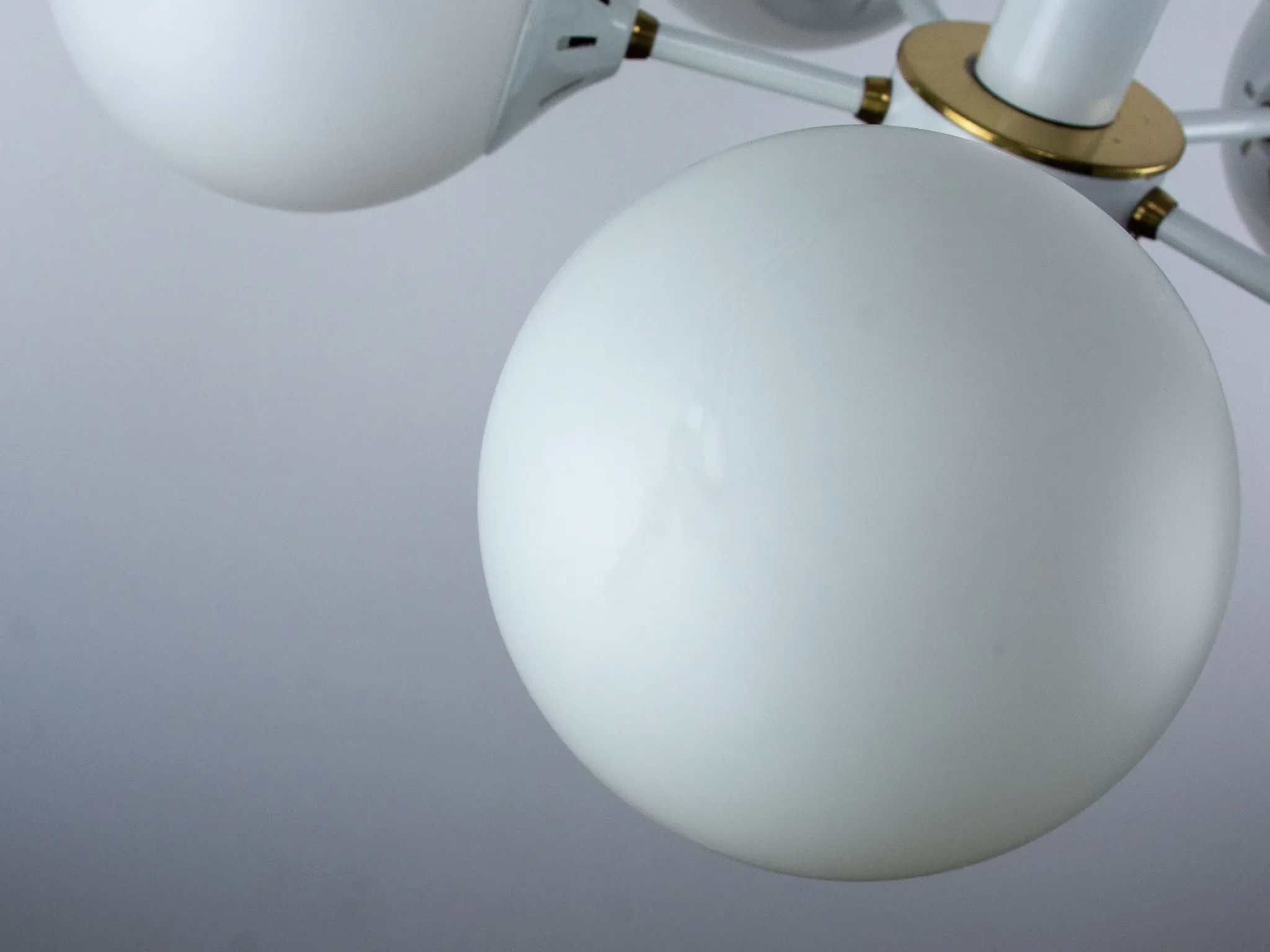 Vintage White 1970s Sputnik Chandelier – Mid-Century Modern Ceiling Light