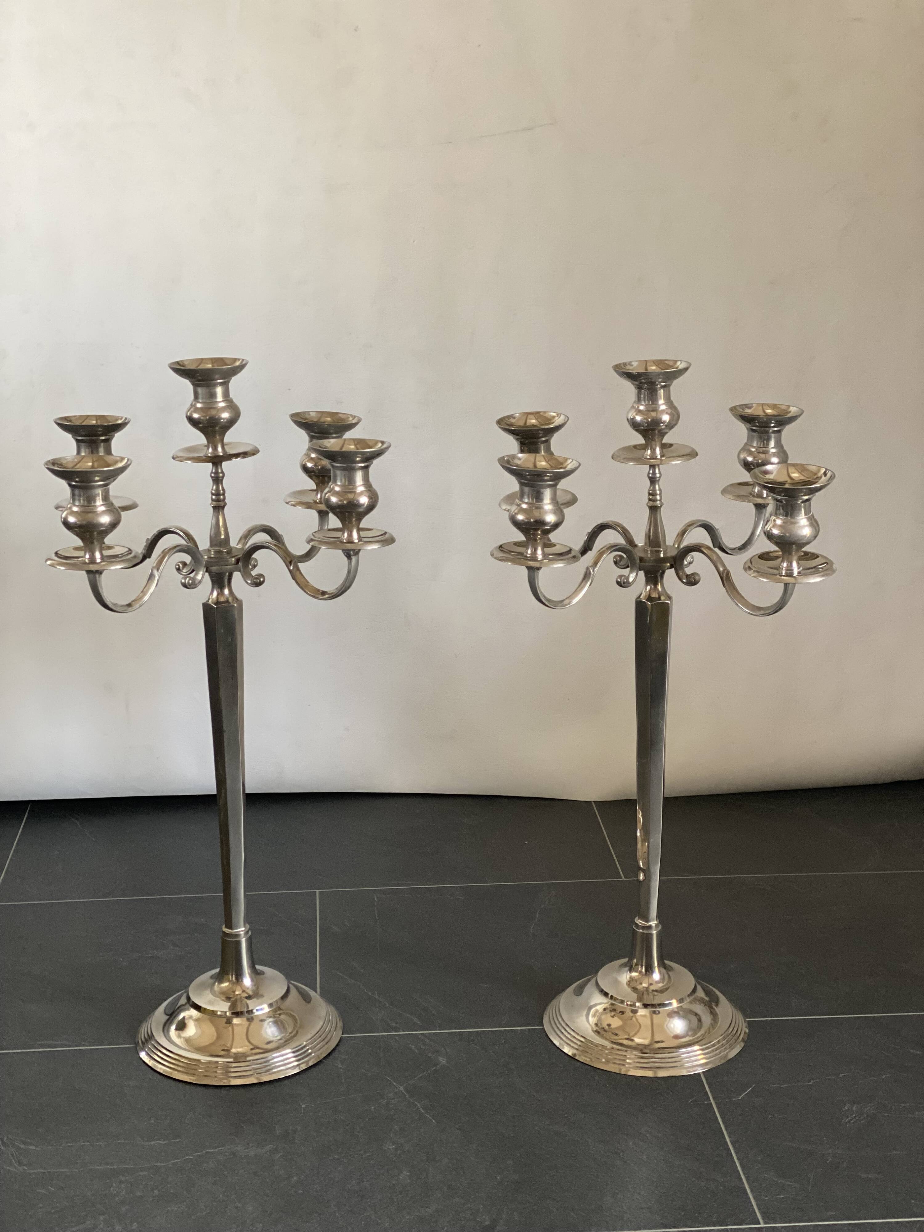 Pair of extra large floor metal candelabras