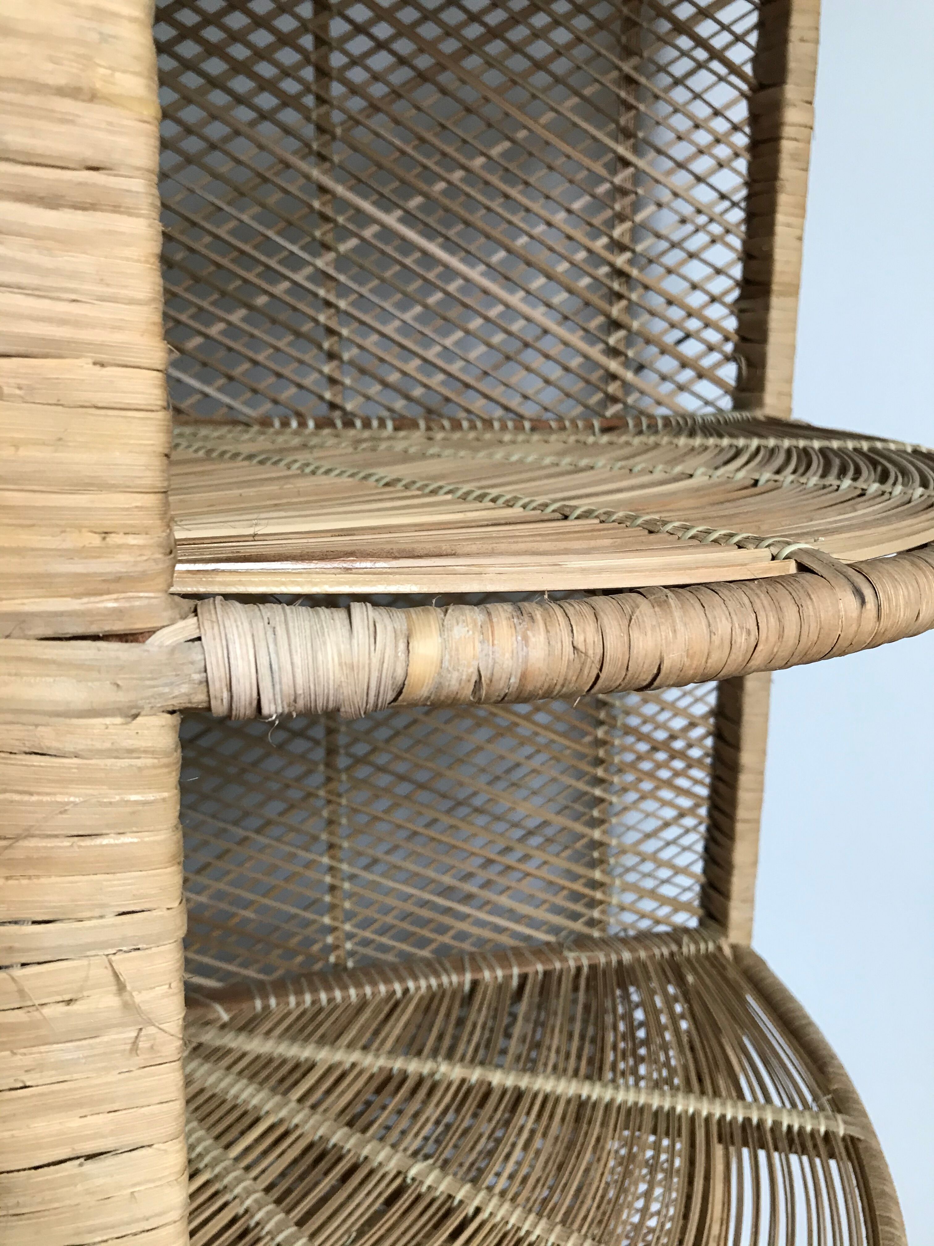Large rattan corner shelf in Emmanuelle style