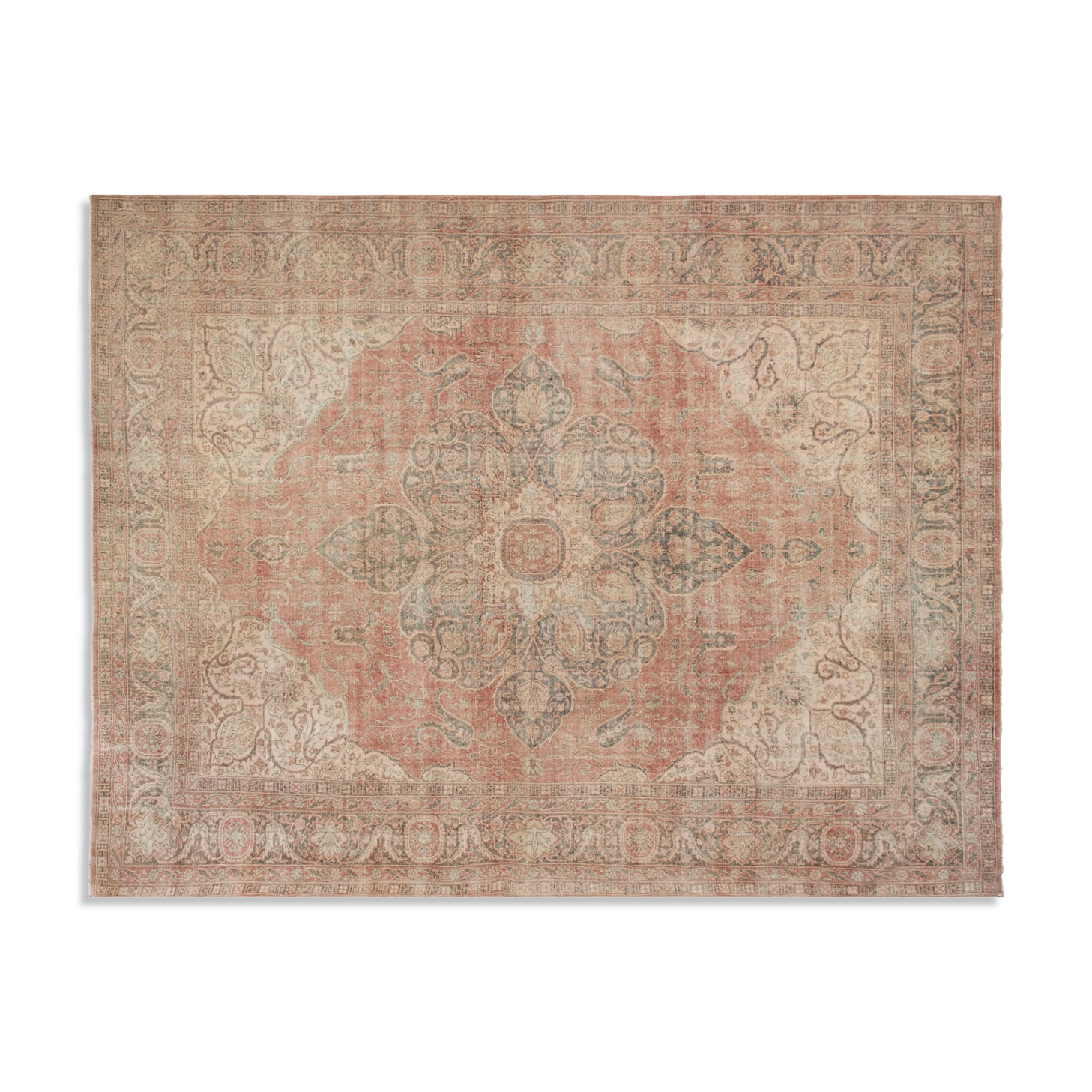 Vintage Oversize Anatolian Rug - Palace Size Tan Carpet 9'8" X 12'6"