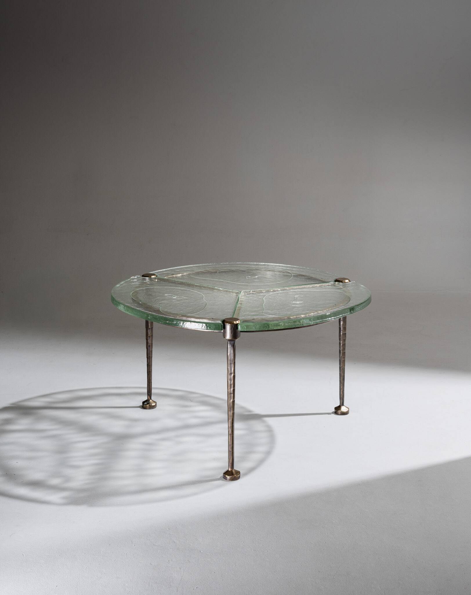 Bronze and glass coffee table, Lothar Klute, 1980s