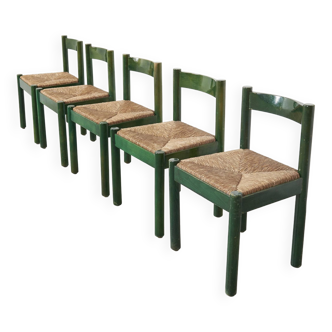 Chaises de salle à manger en osier, années 1960