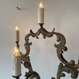 Florentine floor lamp in old painted sheet metal