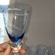 8 vintage blue bubble blown glass walking glasses