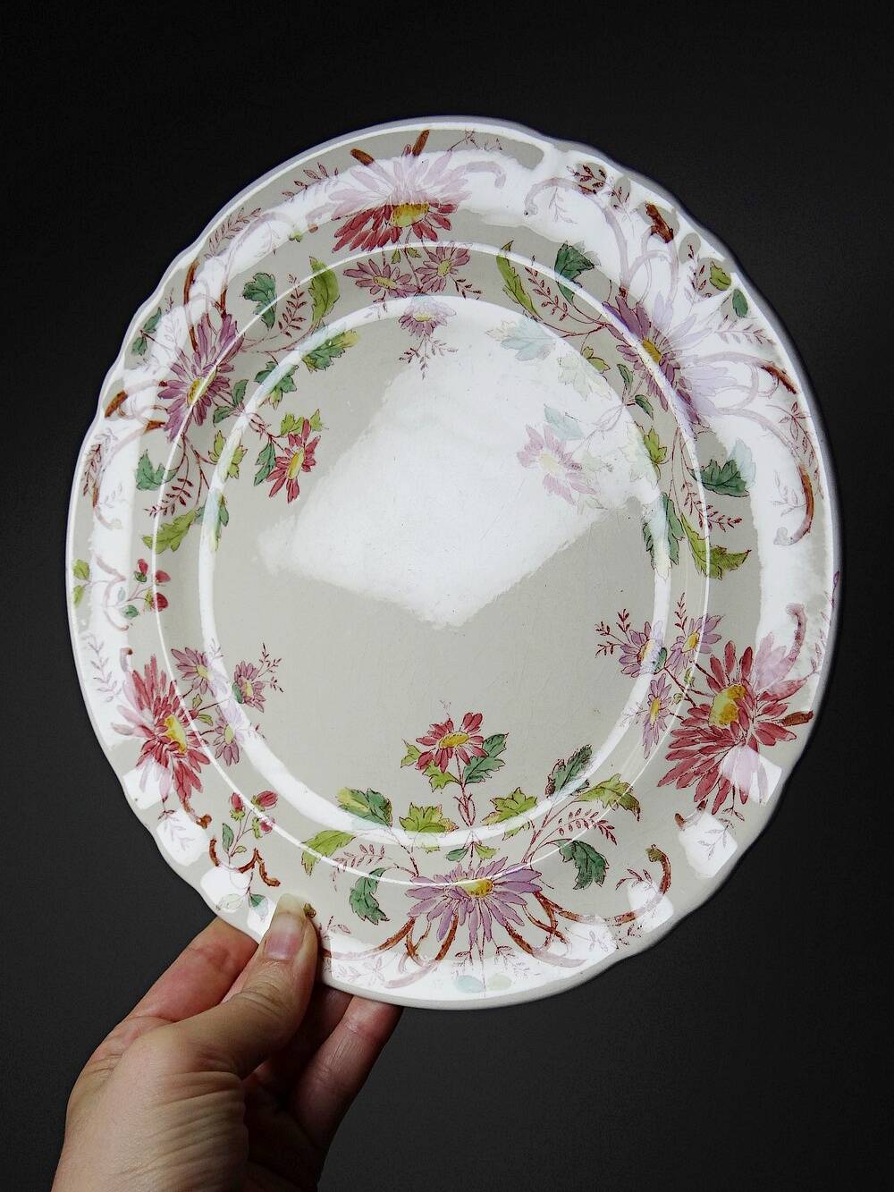 4 antique dessert plates Longchamp Daisies earthenware