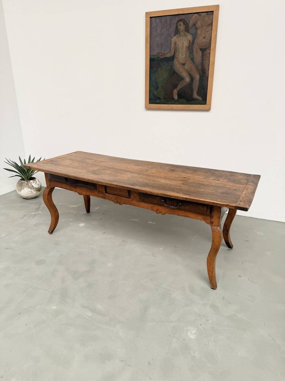 19th century walnut drapery table 2m1