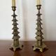 Pair of pagoda candlesticks in brass – Chinoiserie – 1960s-1970s