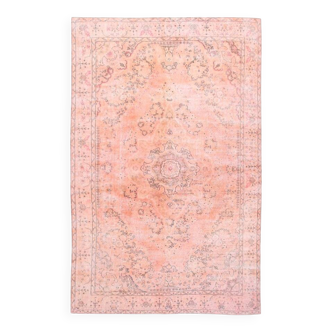 Powder Pink Classic Turkish Vintage Rug, 199x303Cm