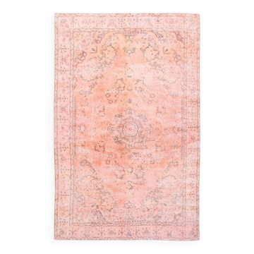 Powder Pink Classic Turkish Vintage Rug, 199x303Cm