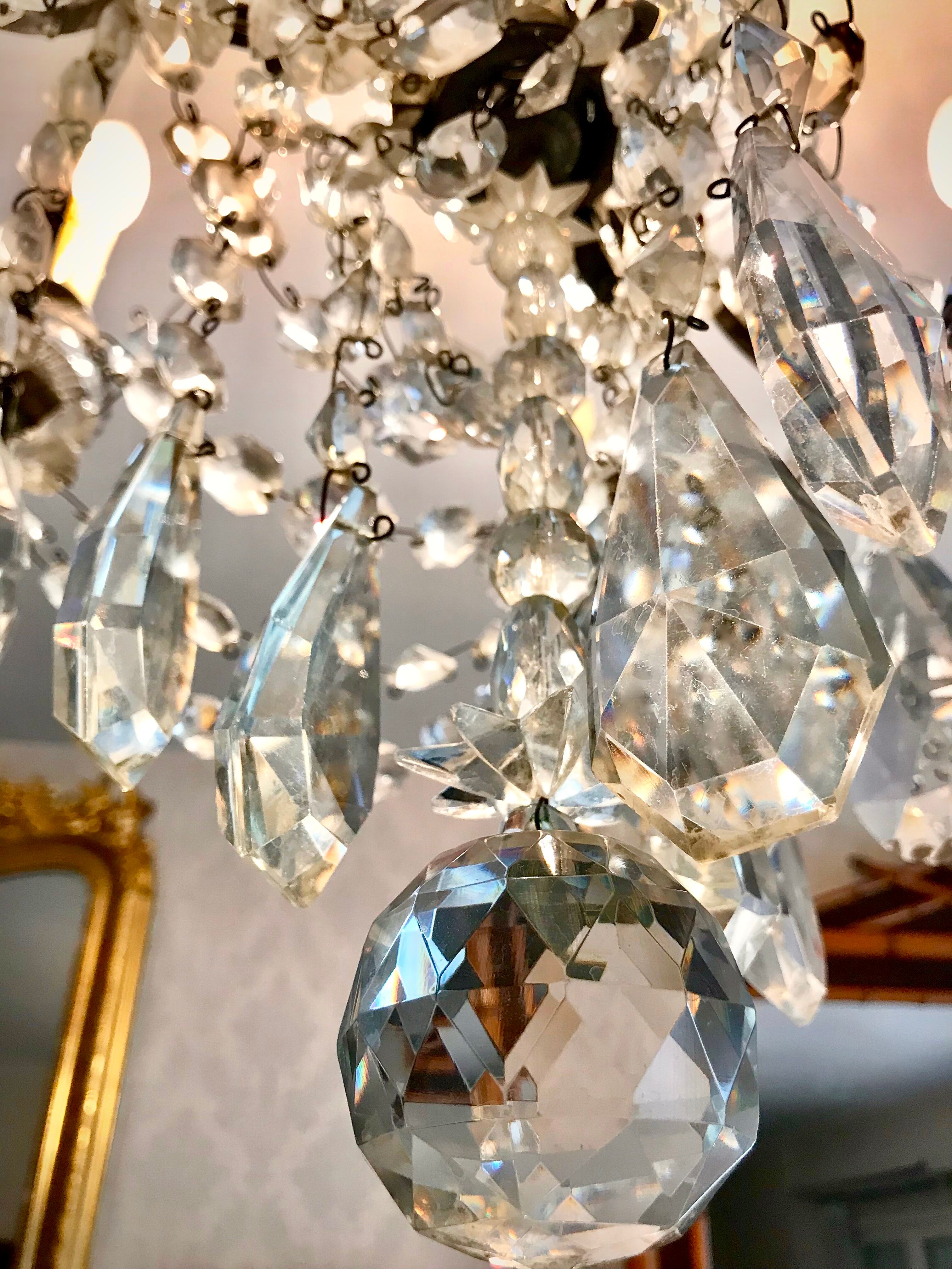 Crystal chandelier diamond cut 9 fires 1880