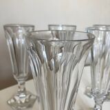 Set of 5 crystal flutes cut with cut sides 1960