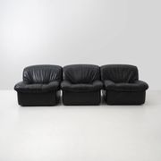Modular black leather armchairs, 1970s