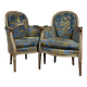 Paire de bergères en bois laqué gris de style louis xvi xix eme siècle